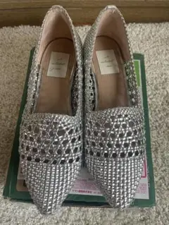 enchanted シルバーメッシュ編み込み　ポインテッドトゥパンプス