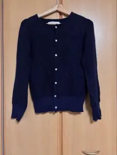 NATURAL LAUNDRYネイビー 長袖カーディガン クルーネック