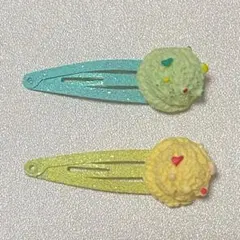 アイスクリーム　ラメ入りヘアピン　パッチンピン　ヘアアクセサリー
