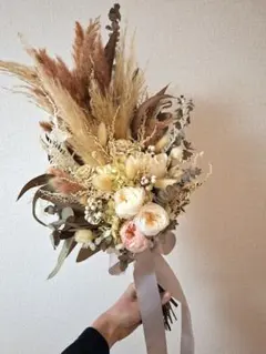 プリザーブドフラワー ブーケ ベージュ・ホワイト・ピンク