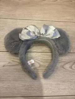 美品！ディズニー ミニー カチューシャ グレー サテンリボン