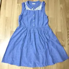 青色ボタン付き半袖ワンピース(gentle day様専用)