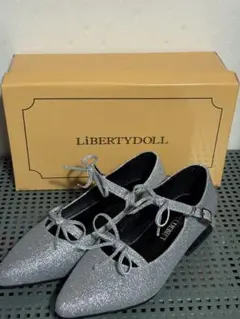 【試着のみ】LIBERTYDOLL◆ポインテッドトゥダブルリボン◆パンプス◆ラメのサムネイル