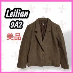 [Leilian] レリアン　ウール　テーラードジャケット　金ボタン　ブラウン系