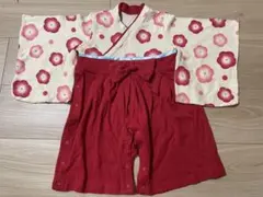 花柄着物袴風ロンパース80cm