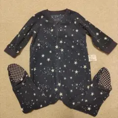 ユニクロ　フリース　カバーオール　足つき　80　ネイビー　星柄