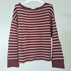 ジーユー　トップス　リブニット　ボーダー　長袖