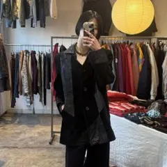 middle length leather jacket “black”