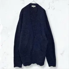 k0030 グローバルワーク ニットカーディガン 紺 L 一つボタン 厚手 秋冬