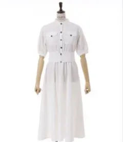 axes femme アクシーズファム　ベルト付デニムワンピース　白