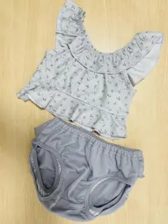 女の子向けフリル水着セット（くすみブルー）