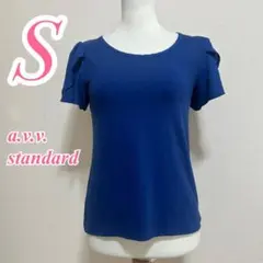 a.v.v. standard ブルー 半袖カットソー S きれいめ オフィス