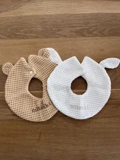 未使用 スタイ 2枚セット 名入りあり くま うさぎ ワッフル生地