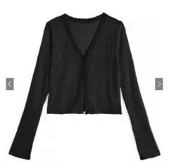 シアーリブニットショート丈カーディガン[sd071]