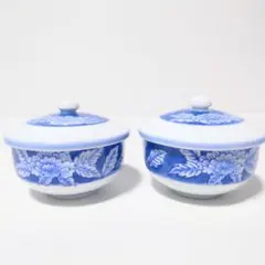 有田焼　牡丹柄　蓋付湯吞み　2客