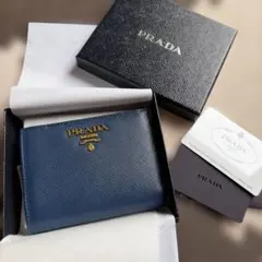 未使用級⭐️ PRADA プラダ 1ML018 折財布　サフィアーノメタル　ブルー 超美品 PRADA 1ML018 二つ折り財布 サフィアーノ レザー メタル - メルカリ
