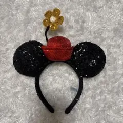 ディズニー カチューシャ スパンコール お花 帽子付き
