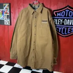 Carhartt ダック生地　ワークシャツ　企業モノ　裏地ネル