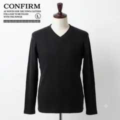 CONFIRM Vネック リブニット 長袖カットソー L ブラックのサムネイル