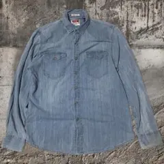 Wrangler ラングラー デニムウエスタンシャツストレッチ古着　アメカジのサムネイル