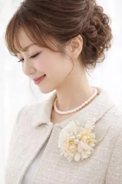 入園式　入学式　コサージュ　ブローチ　オフホワイト　プリザーブド