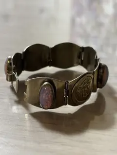 1940sメキシカンジュエリー 古代アステカ スターリングシルバーx天然オパール