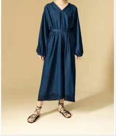 ロンハーマン TEN カフタンドレス ギャザーシャツワンピース ライム