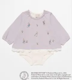 petit main プティマイン ピーターラビット 刺繍チュニックロンパース