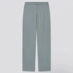 UNIQLO サテンリラックスストレートパンツ グリーン