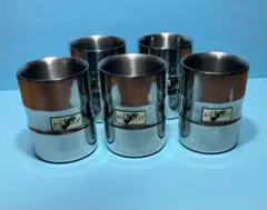 レトロ　HIGH BEST ステンレス製カップ　５個セット 二重構造　マグカップ