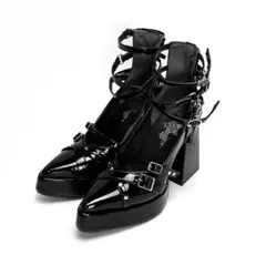 Transfer Studentブラックエナメルハイヒール