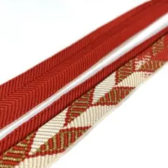 ⭐️赤×白×金の矢羽柄グラデーション⭐️帯締め　通年　フォーマル〜普段着物