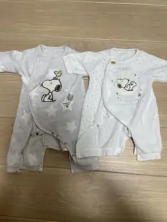 PEANUTSスヌーピー星柄ロンパース50-60cm 、60-70cm2個セット
