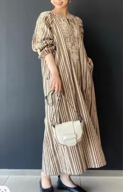 ✨未使用品✨ Sara mallika オールインワン ラメストライプ エクリュ ✨未使用品✨ Sara mallika オールインワン ラメストライプ