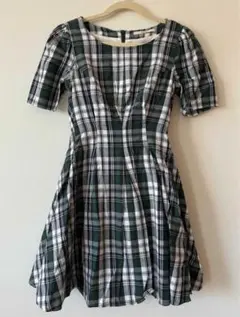 dazzlin グリーン系チェック 半袖ワンピース