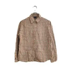 オールドユニクロ チェックシャツ L オレンジ系 ボタンダウン 長袖 カジュアル