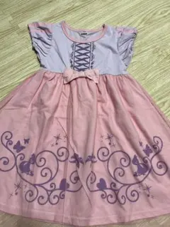 プリンセス風　蝶と星のプリント 半袖ドレスワンピース