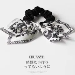 髪　ゴム　髪留め　リボン ペイズリー ヘアクリップ 大きめ 韓国 上品