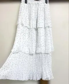 ふんわり LAULEN ローレン ドット柄 ホワイト ティアードスカートのサムネイル