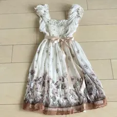 L’EST ROSE 花柄ワンピース　白　ピンク　シフォンワンピース　サイズ2