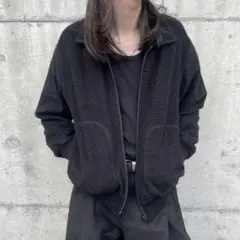 ウールブレンド ジップアップ ショート丈ジャケット ブルゾン ミニマル モード