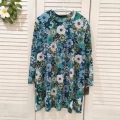 957 ミゼール❤新品タグ付き❤花柄の可愛いグリーン系チュニック❤Ｌサイズのサムネイル