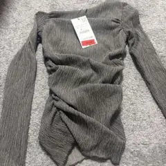 ZARA 長袖 トップス アシンメトリー グレー Sのサムネイル