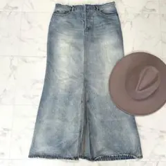 美品 シールームリン ローウエスト カットマーメイドデニムスカート ブルー 25