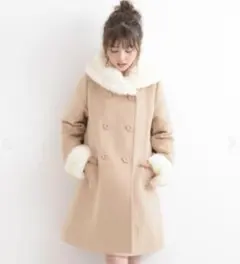 【美品】MAJESTIC LEGON フード袖口ファーコート　裏キルト　M