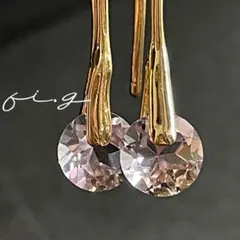 14kgf ピンクアメジスト　ファセット 一粒ピアス　天然石