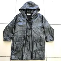 90s TRICOSA ラムレザー ダッフルコート シルバーブラック 40