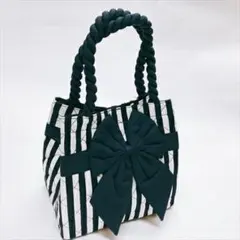 【新品未開封】タイ NaRaYa ハンドバッグ リボン 紺 ストライプのサムネイル