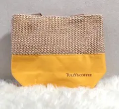 TULLY'S COFFEE かごバッグ風 トートバッグ イエロー タリーズのサムネイル