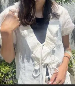 ZARA リネンブレンド　ブラウス